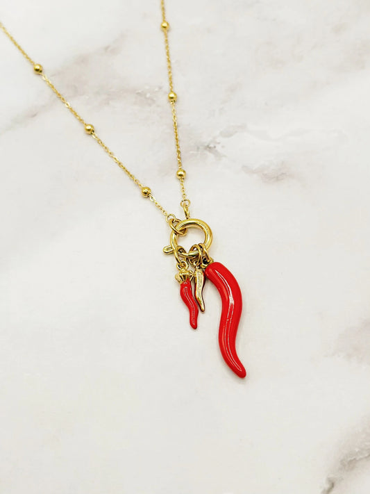 Collier 3 charms Piment Caroline